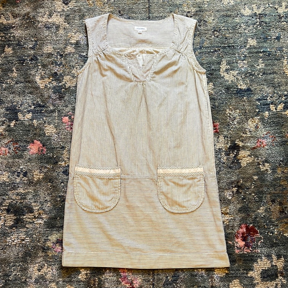 Generra Linen Dress with Black Pinstripes